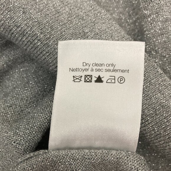 Veronica Beard Centre Ruffle Crewneck Metallic-knit Sweater Size S Gray Sparkle - Picture 10 of 10